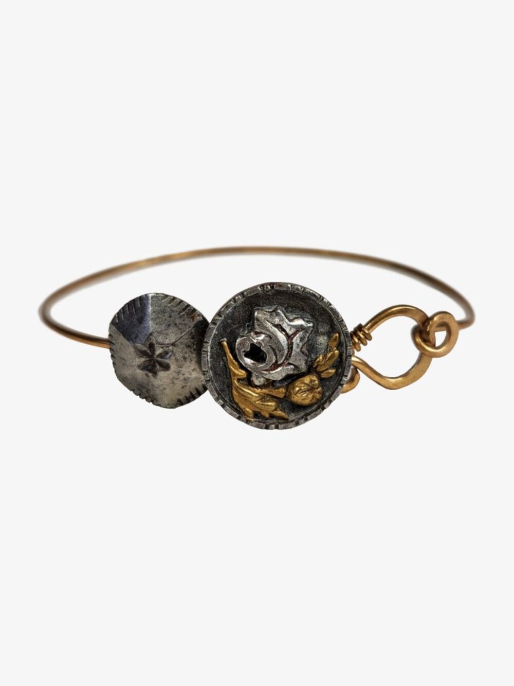 Vintage Hook-and-eye Wire Bracelet, Gold Tone, with Charms